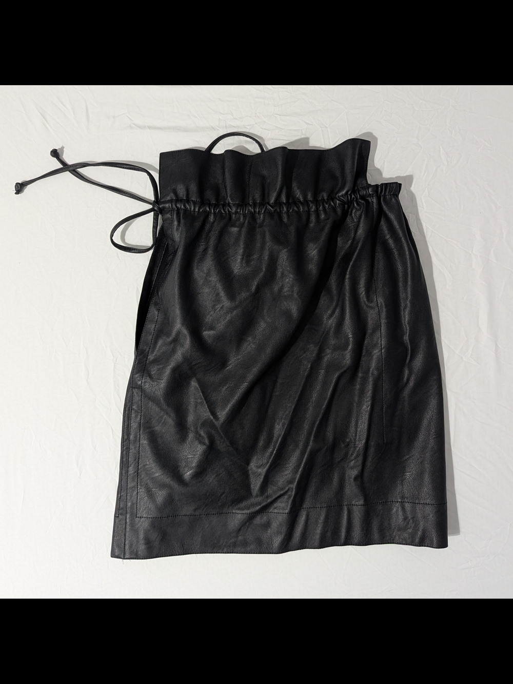 STELLA MCCARTNEY Brynn Gathered Vegan Leather Asymmetrical Skirt Size 34